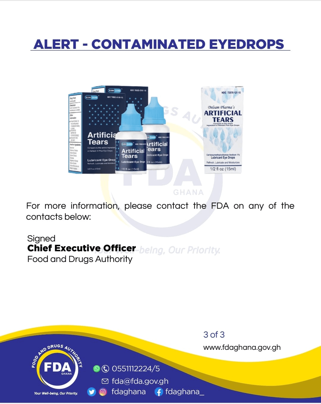 FDA issues alert on contaminated two eye drop brands Rainbow Radio Online