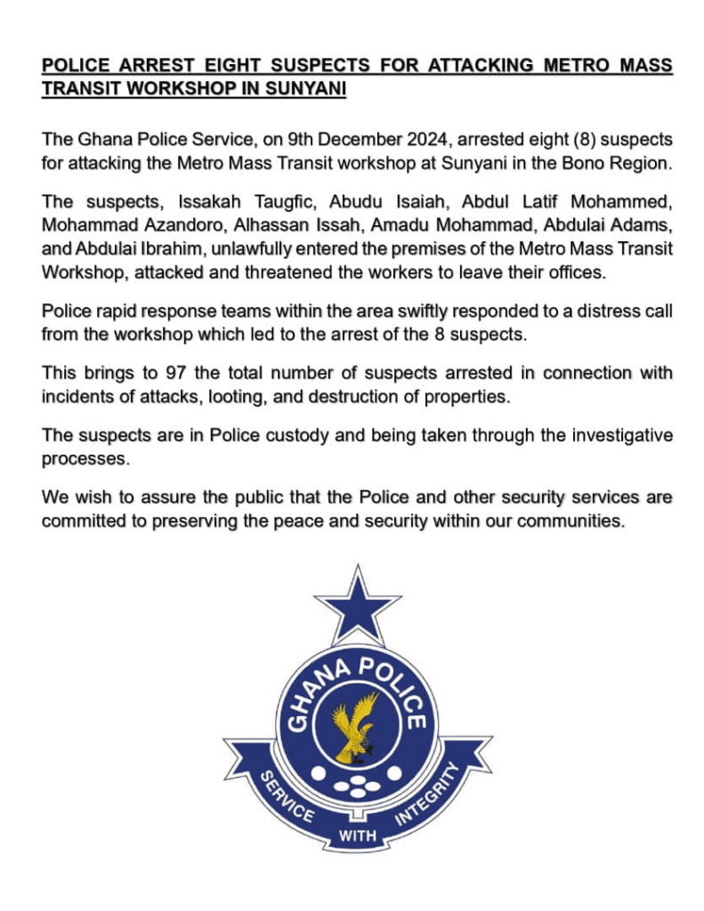 Police arrest eight suspects for attacking Metro Mass Transit Workshop ...